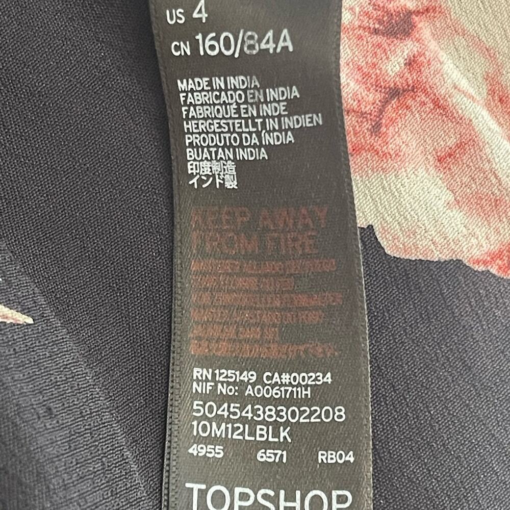 Topshop Black/Pink Floral Smock Top Midi Dress 4 - Picture 8 of 10